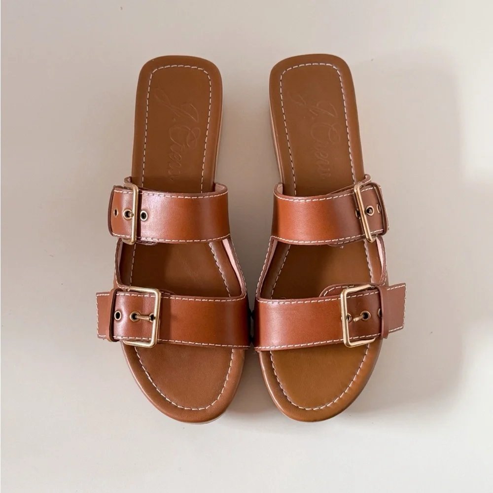 J. Crew Leather double buckle-strap sandals NWOB - Picture 2 of 4